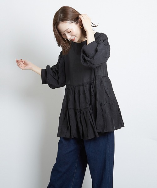 PAPAVER(パパヴェル)の「【papaver】シアーティアードBL(シャツ/ブラウス・レディース・ベージュ/モカ/ブラック・MEDIUM)」の15枚目の写真