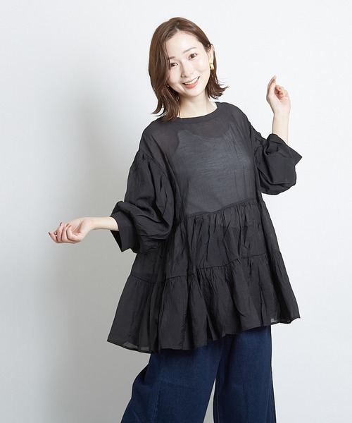 PAPAVER(パパヴェル)の「【papaver】シアーティアードBL(シャツ/ブラウス・レディース・ベージュ/モカ/ブラック・MEDIUM)」の16枚目の写真