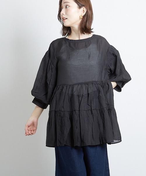 PAPAVER(パパヴェル)の「【papaver】シアーティアードBL(シャツ/ブラウス・レディース・ベージュ/モカ/ブラック・MEDIUM)」の17枚目の写真