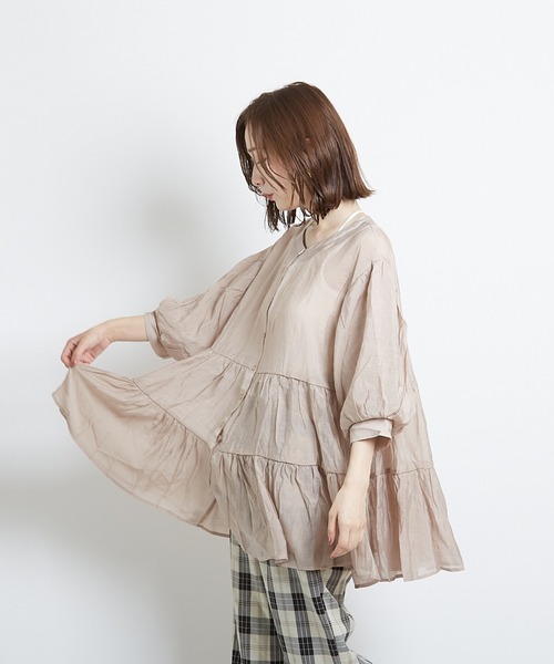 PAPAVER(パパヴェル)の「【papaver】シアーティアードBL(シャツ/ブラウス・レディース・ベージュ/モカ/ブラック・MEDIUM)」の19枚目の写真