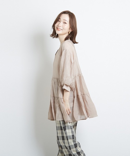 PAPAVER(パパヴェル)の「【papaver】シアーティアードBL(シャツ/ブラウス・レディース・ベージュ/モカ/ブラック・MEDIUM)」の20枚目の写真