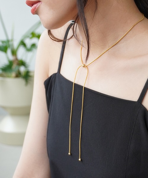 IAMUSE（アイアミューズ）の「【IAMUSE】金属アレルギー対応 スネークチェーンチョーカー2WAYネックレス S0747（ネックレス・レディース・ゴールド・FREE）」の5枚目の写真