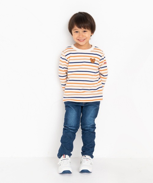 HOT BISCUITS(ホットビスケッツ)の「ボーダー柄 長袖Tシャツ(Tシャツ/カットソー・キッズ・オレンジ/ネイビー×ホワイト・80cm/100cm/110cm/120cm/90cm)」の9枚目の写真