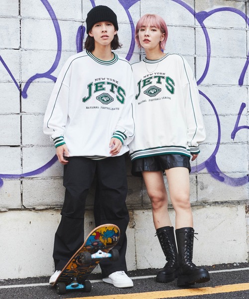 NBA/NFL/NHL/MLB（エヌビーエーエヌエフエルエヌエイチエルエムエルビー）の「WEGO/別注 NFL ラインリブプルオーバー（スウェット・メンズ・ホワイト/ブラック/ダークグリーン/ブルー・MEDIUM/LARGE）」の6枚目の写真