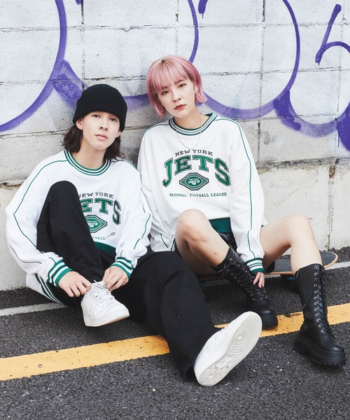 NBA/NFL/NHL/MLB（エヌビーエーエヌエフエルエヌエイチエルエムエルビー）の「WEGO/別注 NFL ラインリブプルオーバー（スウェット・メンズ・ホワイト/ブラック/ダークグリーン/ブルー・MEDIUM/LARGE）」の7枚目の写真