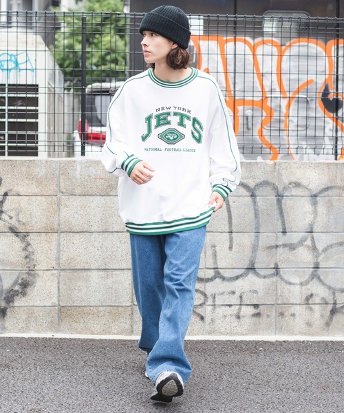 NBA/NFL/NHL/MLB（エヌビーエーエヌエフエルエヌエイチエルエムエルビー）の「WEGO/別注 NFL ラインリブプルオーバー（スウェット・メンズ・ホワイト/ブラック/ダークグリーン/ブルー・MEDIUM/LARGE）」の8枚目の写真