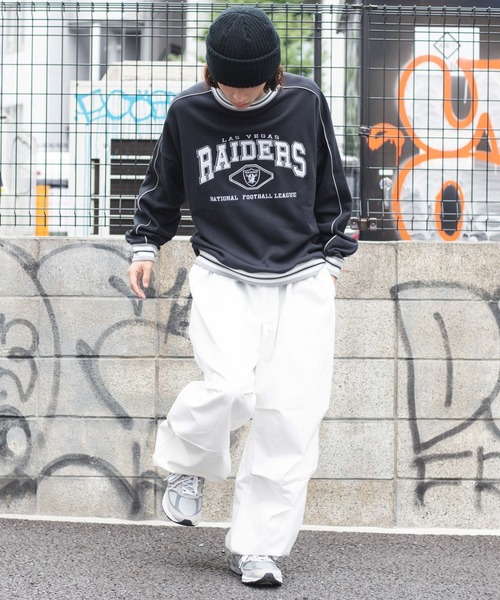 NBA/NFL/NHL/MLB（エヌビーエーエヌエフエルエヌエイチエルエムエルビー）の「WEGO/別注 NFL ラインリブプルオーバー（スウェット・メンズ・ホワイト/ブラック/ダークグリーン/ブルー・MEDIUM/LARGE）」の13枚目の写真