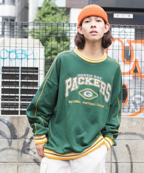 NBA/NFL/NHL/MLB（エヌビーエーエヌエフエルエヌエイチエルエムエルビー）の「WEGO/別注 NFL ラインリブプルオーバー（スウェット・メンズ・ホワイト/ブラック/ダークグリーン/ブルー・MEDIUM/LARGE）」の20枚目の写真