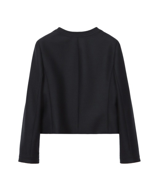 極美品 アナイ ツイルジャージノーカラージャケット ベージュ 36 美品】アナイ ANAYI 22年モデル ツイルジャージVノーカラー