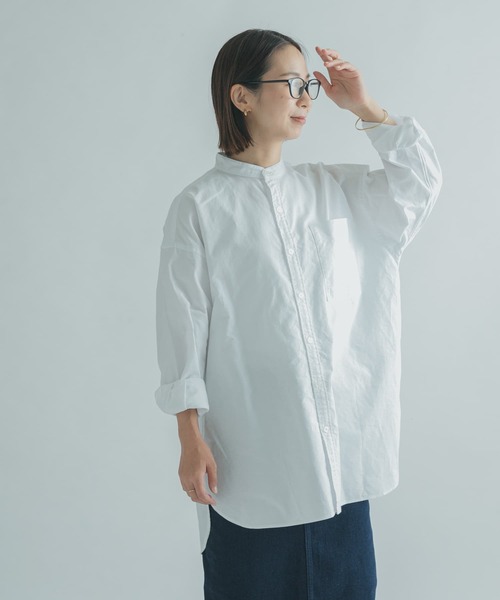 FORK&SPOON（フォークアンドスプーン）の「FORK&SPOON　オックスロングシャツ（シャツ/ブラウス・レディース・ブラウン系その他/ブルー系その他/オフホワイト・1）」の2枚目の写真