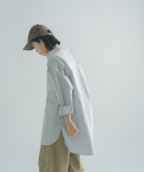 FORK&SPOON（フォークアンドスプーン）の「FORK&SPOON　オックスロングシャツ（シャツ/ブラウス・レディース・ブラウン系その他/ブルー系その他/オフホワイト・1）」の4枚目の写真