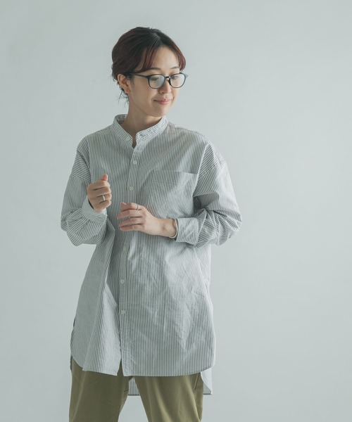 FORK&SPOON（フォークアンドスプーン）の「FORK&SPOON　オックスロングシャツ（シャツ/ブラウス・レディース・ブラウン系その他/ブルー系その他/オフホワイト・1）」の8枚目の写真