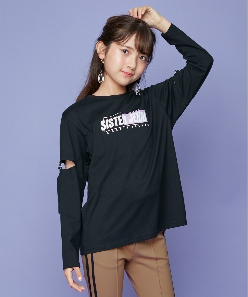 SISTER JENNI（SISTER JENNI）の「袖あきリングストラップロンT（Tシャツ/カットソー・キッズ・ブラック/オフホワイト/カーキ・130cm/140cm/150cm/160cm）」の3枚目の写真