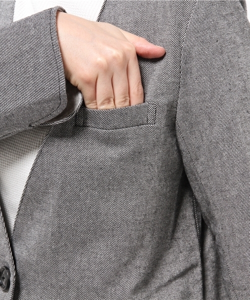 CIAOPANIC（チャオパニック）の「【Ciaopanic】　リネンノーカラーロングコート（その他アウター・レディース・ブラック/グレー・FREE）」の9枚目の写真