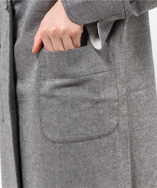 CIAOPANIC（チャオパニック）の「【Ciaopanic】　リネンノーカラーロングコート（その他アウター・レディース・ブラック/グレー・FREE）」の11枚目の写真