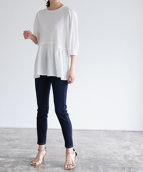 Pierrot（ピエロ）の「アンクル丈スキニーデニムパンツ（デニムパンツ・レディース・ネイビー/インディゴブルー/ブルー系その他2/ブラック/ブルー/ブルー系その他/ホワイト/ブラック系その他・LL/M/S/XS/4L/3L/L）」の7枚目の写真