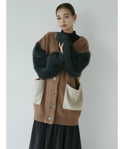 MURUA（ムルーア）の「オーバーボリュームニットカーデ（カーディガン/ボレロ・レディース・ベージュ/ブラウン・FREE）」の13枚目の写真