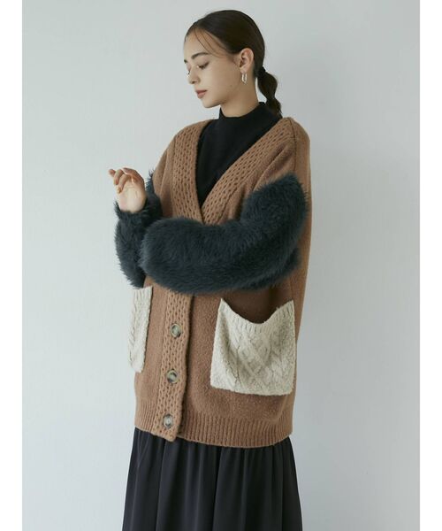 MURUA（ムルーア）の「オーバーボリュームニットカーデ（カーディガン/ボレロ・レディース・ベージュ/ブラウン・FREE）」の10枚目の写真