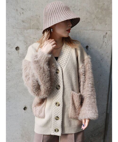 MURUA（ムルーア）の「オーバーボリュームニットカーデ（カーディガン/ボレロ・レディース・ベージュ/ブラウン・FREE）」の17枚目の写真