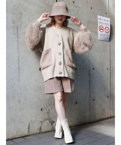 MURUA（ムルーア）の「オーバーボリュームニットカーデ（カーディガン/ボレロ・レディース・ベージュ/ブラウン・FREE）」の19枚目の写真