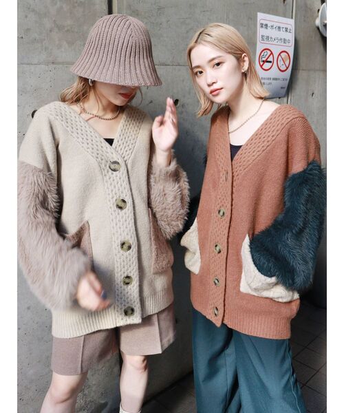 MURUA（ムルーア）の「オーバーボリュームニットカーデ（カーディガン/ボレロ・レディース・ベージュ/ブラウン・FREE）」の20枚目の写真