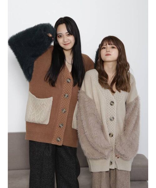 MURUA（ムルーア）の「オーバーボリュームニットカーデ（カーディガン/ボレロ・レディース・ベージュ/ブラウン・FREE）」の21枚目の写真