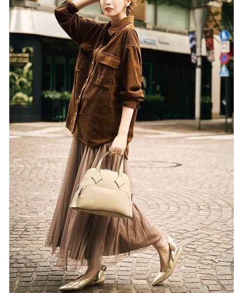 IEDIT シャツ以上アウター未満のパール調ボタンのこなれオーバー