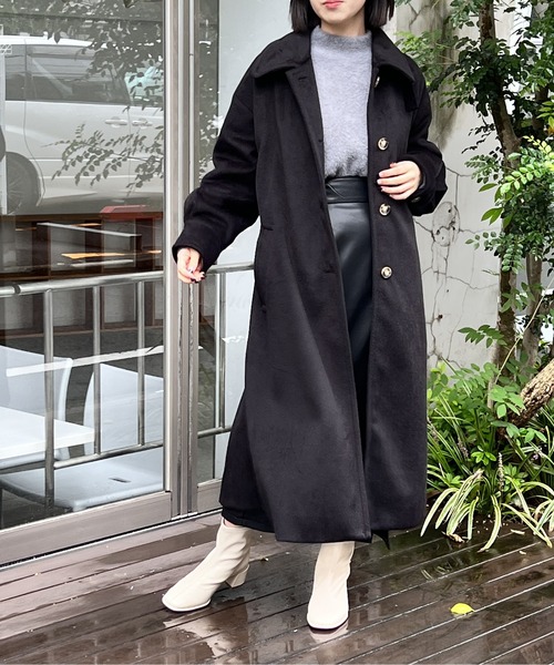 NOMAE（ノーマエ）の「2WAYカラーロングコート（ステンカラーコート・レディース・ダークブラウン/アイボリー/ライトピンク/ブラック・FREE）」の17枚目の写真