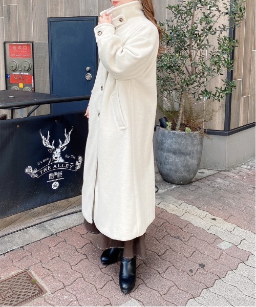 NOMAE（ノーマエ）の「2WAYカラーロングコート（ステンカラーコート・レディース・ダークブラウン/アイボリー/ライトピンク/ブラック・FREE）」の13枚目の写真