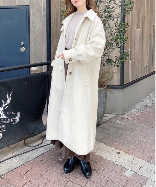 NOMAE（ノーマエ）の「2WAYカラーロングコート（ステンカラーコート・レディース・ダークブラウン/アイボリー/ライトピンク/ブラック・FREE）」の15枚目の写真