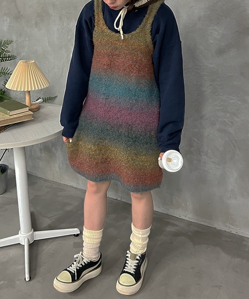 kutir（クティール）の「グラデーションニットミニワンピース