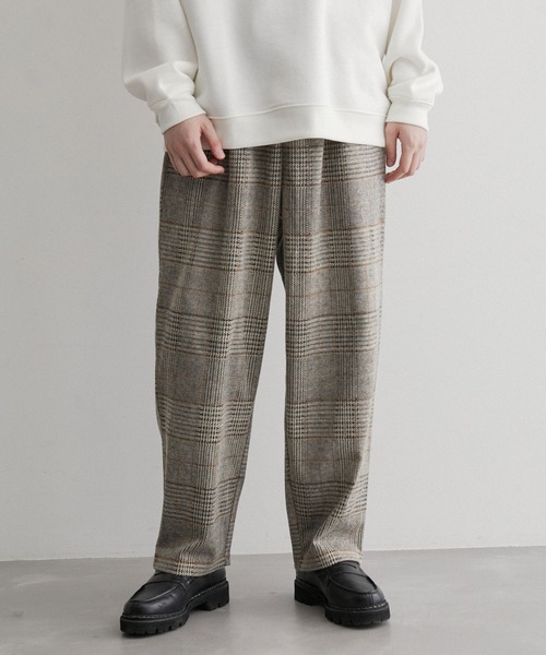 JUNRED（ジュンレッド）の「チェック柄 起毛カットパンツ（その他パンツ・メンズ・ダークブラウン/ベージュ・M/L/LL）」の2枚目の写真