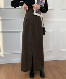 バックリボンセンタースリットハイウエストタイトロングスカート