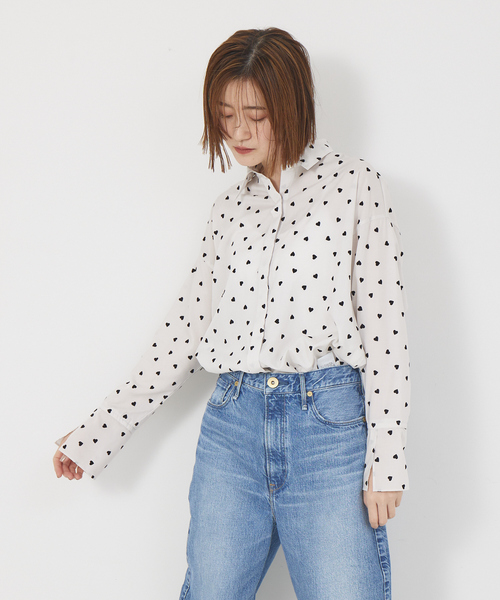 Rouge vif（ルージュヴィフ）の「ハートフロッキーシャツ（シャツ/ブラウス・レディース・チャコールグレー/アイボリー・フリー）」の6枚目の写真