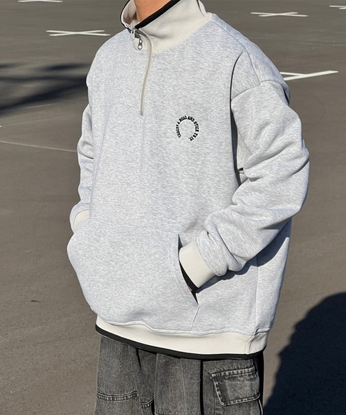 kutir(クティール)の「サークルロゴハーフジップスウェット(スウェット・メンズ・ブラック/ネイビー/グレー・MEDIUM/LARGE)」の2枚目の写真