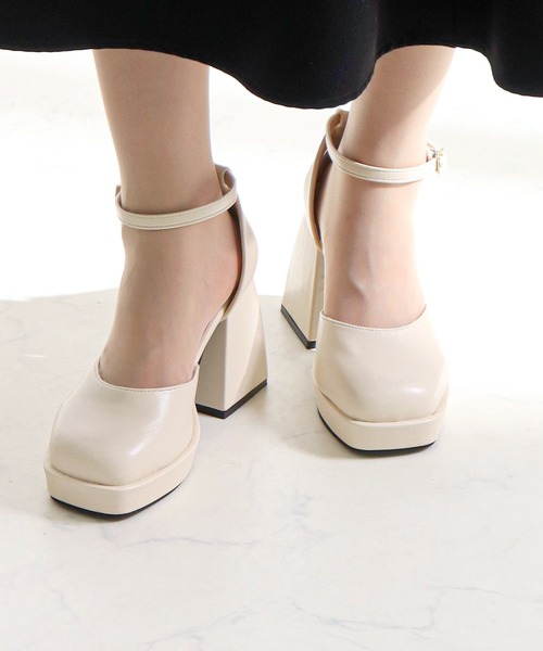 LOVEHUNTER（ラブハンター）の「LOVEHUNTER/厚底 チャンキーヒールセパレートパンプス(1580)（パンプス・レディース・アイボリー/ブラック/ブラック系その他/ホワイト/シルバー・L/LL/S/M）」の12枚目の写真