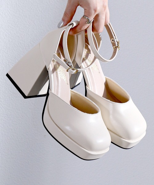 LOVEHUNTER（ラブハンター）の「LOVEHUNTER/厚底 チャンキーヒールセパレートパンプス(1580)（パンプス・レディース・アイボリー/ブラック/ブラック系その他/ホワイト/シルバー・L/LL/S/M）」の14枚目の写真