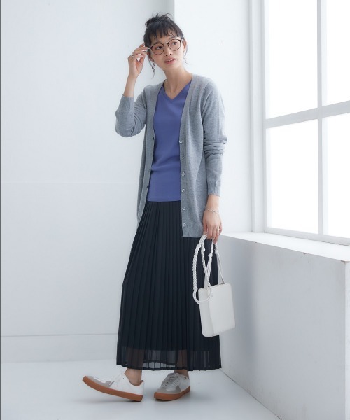 nissen（ニッセン）の「【販売終了】シフォンプリーツロングスカート（スカート・レディース・ブルーグレー/パープル/モカ/アイボリー/ブラック・L/M/S/LL）」の8枚目の写真