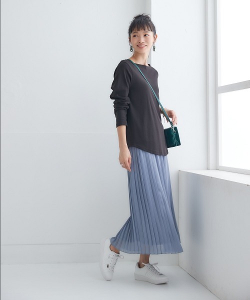 nissen（ニッセン）の「【販売終了】シフォンプリーツロングスカート（スカート・レディース・ブルーグレー/パープル/モカ/アイボリー/ブラック・L/M/S/LL）」の9枚目の写真