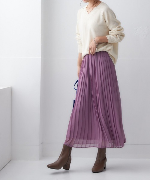 nissen（ニッセン）の「【販売終了】シフォンプリーツロングスカート（スカート・レディース・ブルーグレー/パープル/モカ/アイボリー/ブラック・L/M/S/LL）」の13枚目の写真