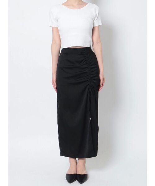 GYDA（ジェイダ）の「ドロスト シャーリング スリットスカートライクショートパンツ（スカート・レディース・ブラック/グリーン・FREE）」の20枚目の写真