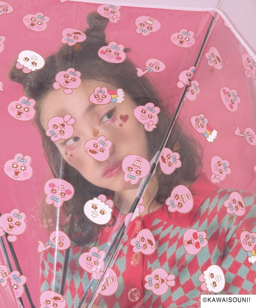 Wpc.（ダブリュピーシー）の「［ビニール傘］切り継ぎビニール傘（おぱんちゅうさぎ／んぽちゃむ）（長傘・レディース・ブルー/ピンク・FREE）」の6枚目の写真