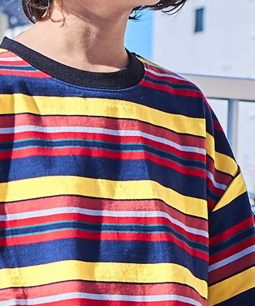 PAIRMANON STREET(ペアマノンストリート)の「【PAIRMANON STREET】【かぞくおそろい】マルチボーダー半袖Tシャツ(Tシャツ/カットソー・キッズ・グレー系その他/ブルー系その他3/ブルー系その他2/ブルー系その他/グレー系その他2/パープル系その他/イエロー系その他/レッド系その他/ブラック系その他6/ベージュ系その他2/ブラウン系その他/その他/グリーン系その他/ホワイト系その他・120/150/130/140/100/90/110)」の22枚目の写真