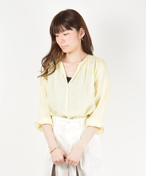 SHIPS for women（シップスフォーウィメン）の「★★liflattie ships:リネン スキッパー シャツ（シャツ/ブラウス・レディース・ホワイト/イエロー・ONE SIZE）」の2枚目の写真