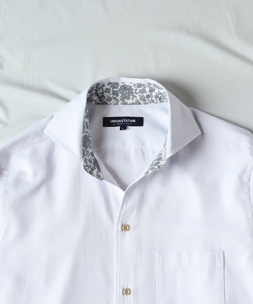 UNION STATION（ユニオンステーション）の「T/Cヘリンボーンカッタウェイシャツ/スキッパーシャツ（シャツ/ブラウス・メンズ・ホワイト/ライトブルー/ブルー・M/L/LL）」の10枚目の写真