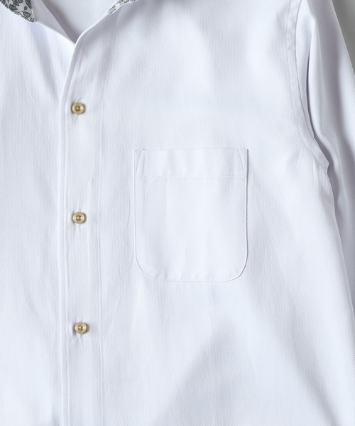 UNION STATION（ユニオンステーション）の「T/Cヘリンボーンカッタウェイシャツ/スキッパーシャツ（シャツ/ブラウス・メンズ・ホワイト/ライトブルー/ブルー・M/L/LL）」の9枚目の写真