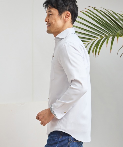 UNION STATION（ユニオンステーション）の「T/Cヘリンボーンカッタウェイシャツ/スキッパーシャツ（シャツ/ブラウス・メンズ・ホワイト/ライトブルー/ブルー・M/L/LL）」の14枚目の写真