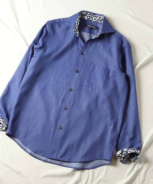 UNION STATION（ユニオンステーション）の「T/Cヘリンボーンカッタウェイシャツ/スキッパーシャツ（シャツ/ブラウス・メンズ・ホワイト/ライトブルー/ブルー・M/L/LL）」の21枚目の写真