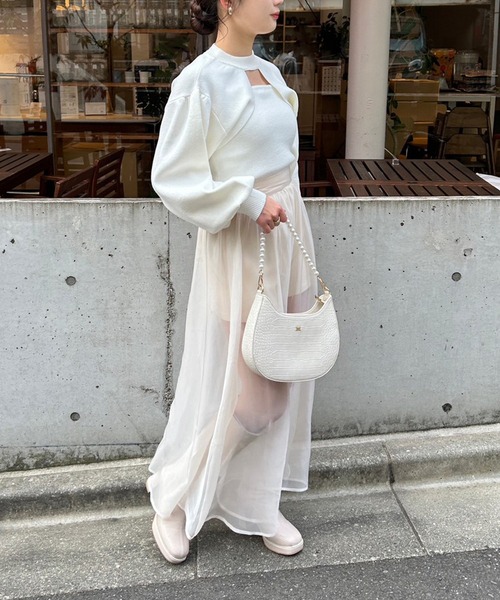 one after another NICE CLAUP（ワンアフターアナザーナイスクラップ）の「あざとモテ/デザインセットトップス　2023SS（ニット/セーター・レディース・ブラック/オフホワイト/グレー/ピンク・FREE）」の12枚目の写真
