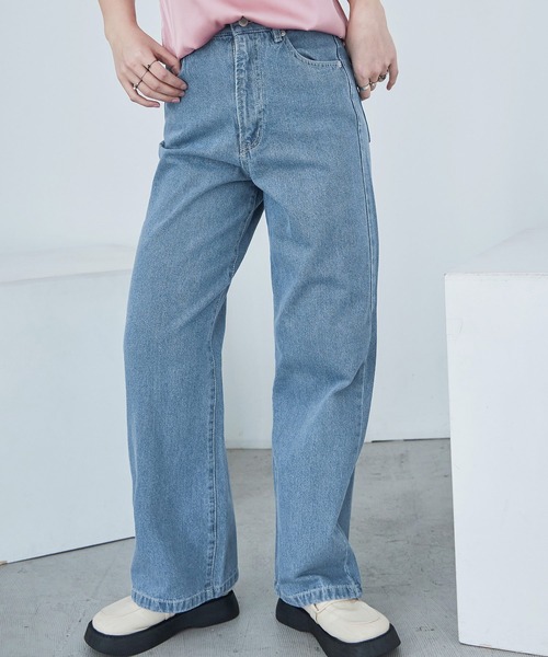 Fashion Letter(ファッションレター)の「セミワイド デニムパンツ(デニムパンツ・レディース・サックスブルー/インディゴブルー・M)」の12枚目の写真